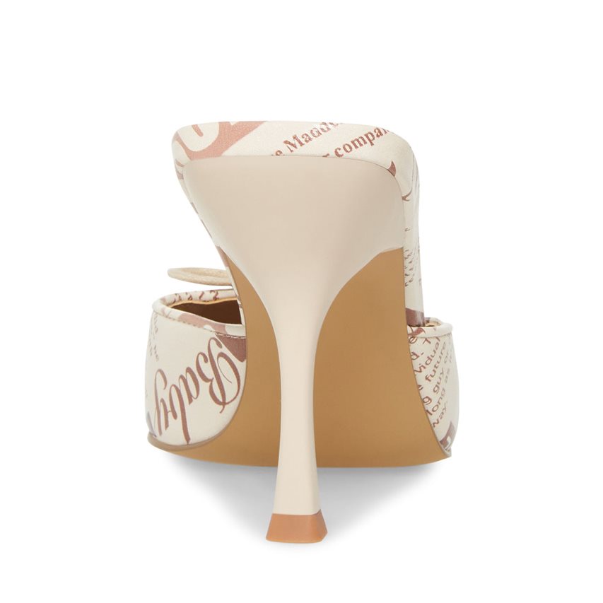 Mulas Steve Madden Brianne Newspaper Print Mujer Blancas | ES FQ814E
